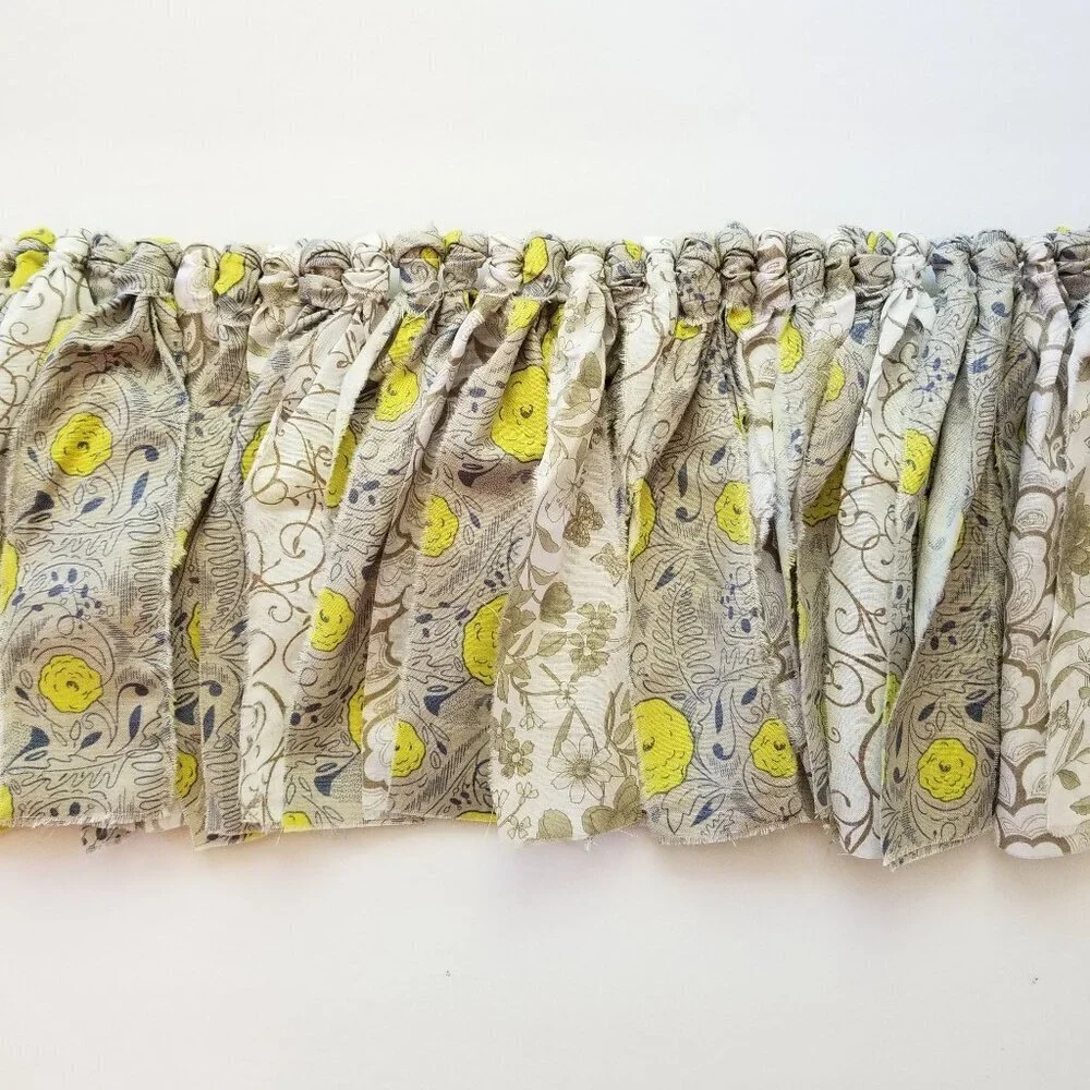 Fabric Banner Wall Hanging | Cubicle Decor, Fabric Garland | Grey Floral | 7'